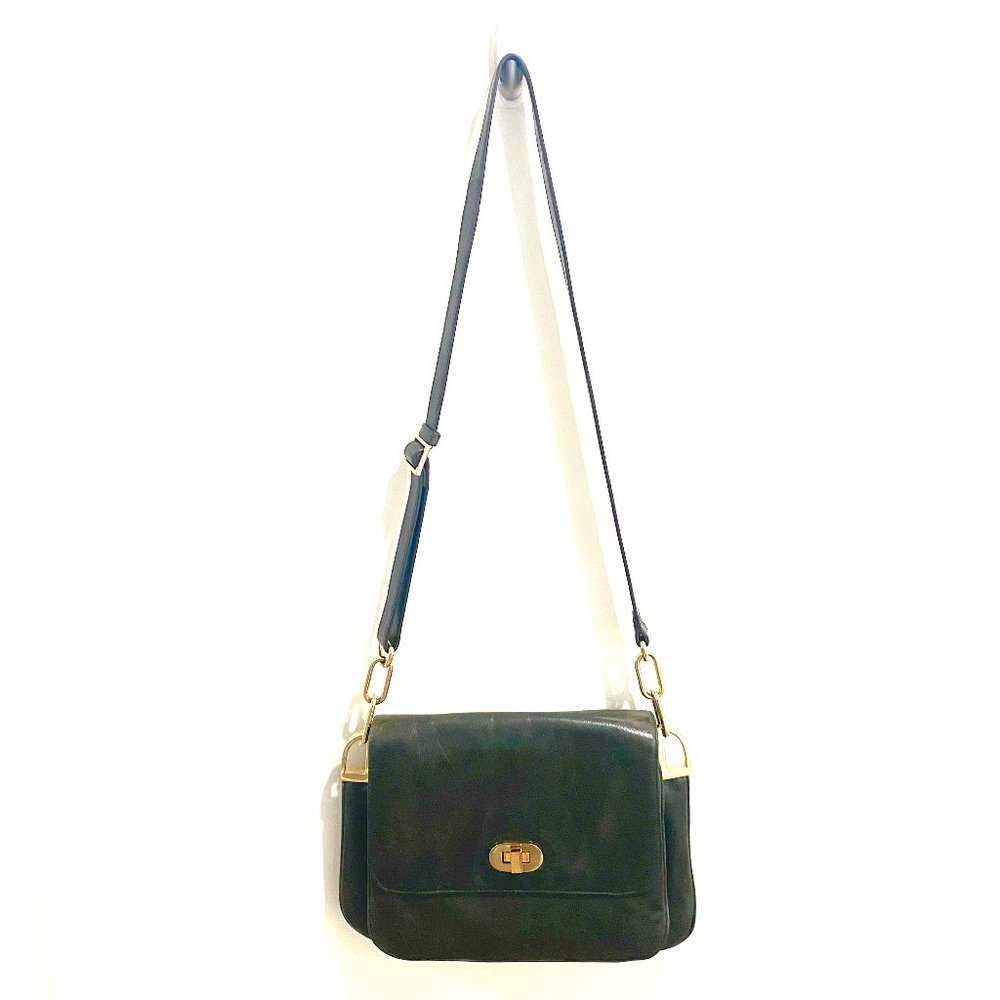 VTG Badgley Mischka Dark Green Leather Handbag